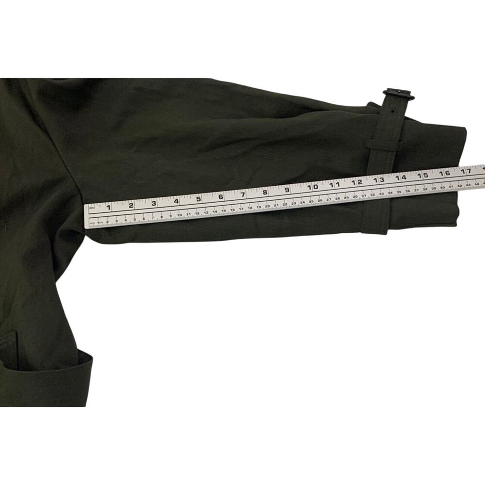 London Fog Mens Trench Coat 44 Reg Olive Green Lined Double Breasted Old Money - Picture 8 of 16